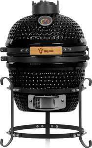 BBQ-Toro Kamado Grill a carbonella Ø 32 cm "HAIIRO" con griglia e termometro, nero