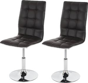 Set di 2 sedie per sala da pranzo HWC-C41, sedia da cucina, girevole e regolabile in altezza, in Pelle finta certificata ~ marrone