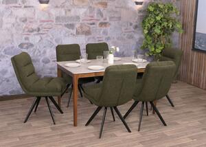 Set di 6 sedie da pranzo HWC-G66, sedia da cucina, posizione girevole automatica tessuto/tessuto bouclé MVG ~ verde