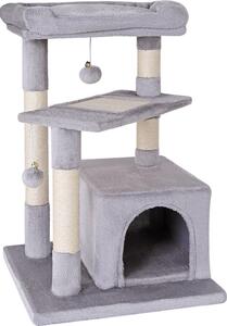 Tiragraffi per gatti lionto 75 cm con grotta, giaciglio e superficie in sisal, compatto e stabile, ideale per il gioco, il riposo e la cura degli artigli, grigio chiaro