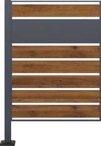 Modulo di estensione della recinzione per pattumiera Wiltec in acciaio in look legno e antracite, recinzione privacy per box pattumiera, estensione rivestimento pattumiera