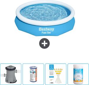 Piscina gonfiabile rotonda Bestway Fast-Set - 305 x 66 cm - blu - inclusa pompa - filtro - strisce reattive - cloro