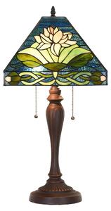 Lampada da tavolo Tiffany Clayre & Eef 31x31x61 cm Fiori di vetro verde blu