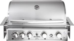 ALLGRILL Grill a gas da incasso CHEF L in acciaio inox Sistema ad aria incorporato, 4 bruciatori, retrobruciatore 100929