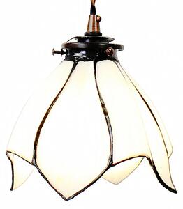 Clayre & Eef lampada a sospensione Tiffany Ø 18x115 cm vetro bianco marrone