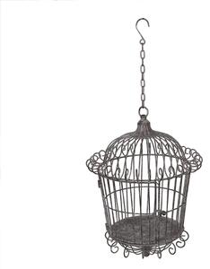 Decorazione a gabbia per uccelli Clayre & Eef Ø 36x47 cm Marrone Grigio Metallo