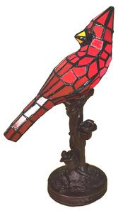 Clayre & Eef Lampada da tavolo Tiffany Bird 15x12x33 cm Plastica rossa