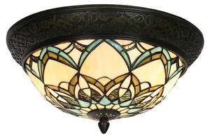 Clayre & Eef Lampada da soffitto Tiffany Ø 37x19 cm Vetro blu beige