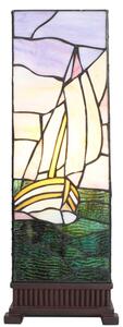 Clayre & Eef Lampada da tavolo Tiffany 18x18x48 cm Veliero in vetro viola beige