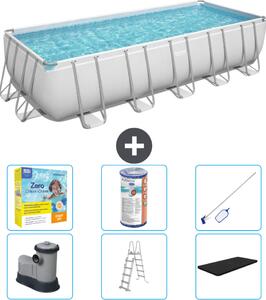 Piscina rettangolare Bestway Power Steel - 640 x 274 x 132 - Grigio - compresa pompa - scala - copertura pacchetto manutenzione - filtro - kit pulizia