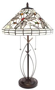 Clayre & Eef Lampada da tavolo Tiffany Ø 41x69 cm Beige Nero Vetro Libellula