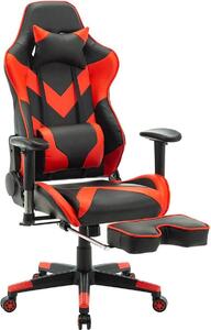 Sedia da gioco Luxe - Con poggiapiedi - Rosso - Regolabile in altezza - Sedia da ufficio ergonomica - Pelle finta