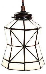 Clayre & Eef lampada a sospensione Tiffany Ø 15x115 cm vetro bianco marrone