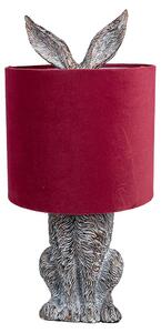 Clayre & Eef Lampada da tavolo Rabbit Ø 20x43 cm Marrone Rosso Poliresina