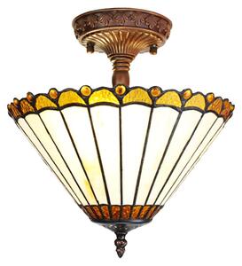 Clayre & Eef Lampada da soffitto Tiffany Ø 29x30 cm Vetro marrone beige