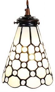Clayre & Eef lampada a sospensione Tiffany Ø 15x115 cm vetro bianco marrone