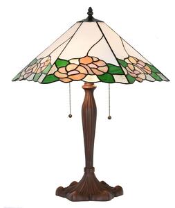 Clayre & Eef Lampada da tavolo Tiffany 44x61x64 cm Fiori di vetro bianco verde