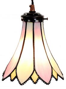 Clayre & Eef lampada a sospensione Tiffany Ø 15x115 cm vetro rosa beige