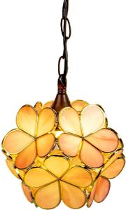 Clayre & Eef lampada a sospensione Tiffany 21x21x17/90 cm fiori di vetro rosa giallo