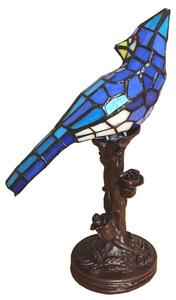 Clayre & Eef Lampada da tavolo Tiffany Bird 15x12x33 cm Blu in poliresina