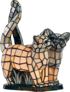 Clayre & Eef Lampada da tavolo Tiffany Gatti 27x18x35 cm Vetro grigio beige