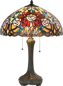 Clayre & Eef Lampada da tavolo Tiffany Ø 46x64 cm Rosso Blu Vetro Rosa