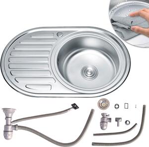 77CM acciaio inox lavello rotondo ciotola incasso lavello + ripiano cucina lavello lavello