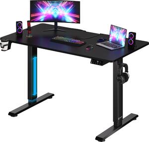 CASARIA® Scrivania Regolabile in Altezza 110x60 cm Elettrica Supporto Cuffie Portabicchieri Scrivania da Gioco Look Carbonio Design