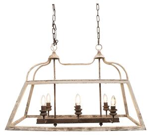 Clayre & Eef Lampada a sospensione 87x35x60 cm Legno Bianco Marrone