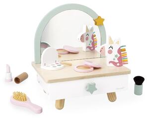 Janod Unicorn - Specchio da trucco in legno con accessori per bambini
