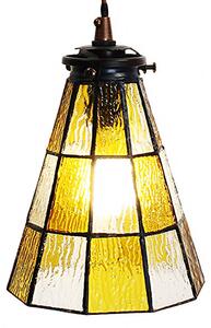 Clayre & Eef lampada a sospensione Tiffany Ø 15x115 cm in vetro giallo marrone