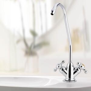Rubinetto da cucina da 1/4'' con doppia testa in lega di zinco, cromato, filtro per acqua potabile a osmosi inversa