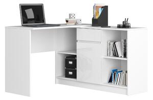 Akord Scrivania Angolare Con Credenza Bianco/Bianco Lucido 120X126X79