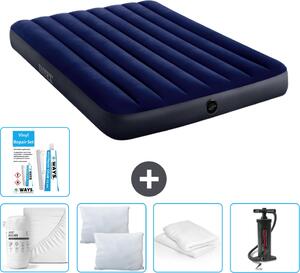 Letto ad aria Intex - Letto matrimoniale - 137 x 191 x 25 cm - Blu - Consegna inclusa Lenzuolo di ricambio - Bacio - Pompa - Set di riparazione en Protezione del cuscino