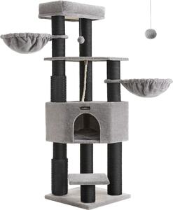 Albero Per Gatti Grandi, Torre Per Gatti Pesanti Con Auto-Riga, 2 Auto-Riga, 9 Pali, Grande Trespolo, Grotta, Cestini, 50