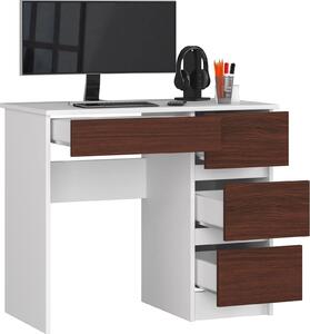 BDW scrivania per ufficio con 4 cassetti, scrivania da gioco, bianco / Venga destra