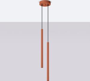 Lampada a sospensione PASTELO 2 rosso ocra 2xG9 8W acciaio 104x15x15cm Sollux Lighting