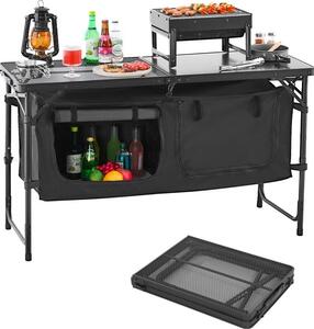 Tavolo da campeggio pieghevole - Stazione di cottura regolabile di colore nero - Ideale per il barbecue