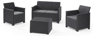 Set da Giardino Divano 2 Poltrone e Tavolino in Resina Keter Emma Lounge Antracite