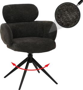 Sedia da pranzo HWC-O77, sedia da cucina imbottita, girevole con sistema di ritorno automatico, rivestita in tessuto chenille (310g/m²), colore antracite