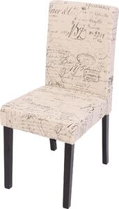 Sedia da pranzo Littau, sedia da cucina, tessuto/tessuto ~ scritte crema, gambe scure