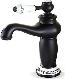 Rubinetto lavabo retrò - Rubinetto lavabo - Monocomando - 1 foro - Montaggio su piano - Ottone - Nero