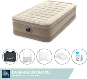 Letto ad aria Intex - 1 persona - 99 x 191 x 46 cm - Beige - Con pompa incorporata, lenzuola bianche, cuscino, federe Molton 2 in 1 e set di riparazione
