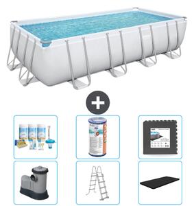 Piscina rettangolare Bestway Power Steel - 549 x 274 x 122 - Grigio - compresa pompa - scala - copertura pacchetto manutenzione - filtro - pavimento in piastrelle