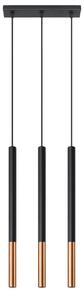 Lampada a sospensione MOZAICA 3L nero/rame 3xG9 8W acciaio 90x5x30cm Sollux Lighting