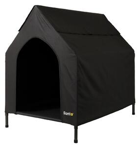 Lettino per cani lionto con tetto, lettino per cani resistente alle intemperie per interni ed esterni, traspirante e di facile manutenzione, 110x75x105 cm, nero
