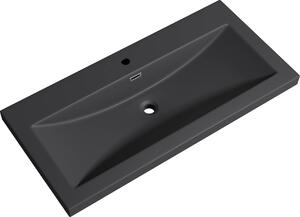 Doporro Lavabo ad Incasso Soprapiano Lavabo Bagno da Appoggio Rettangolare 100x48x13 cm Antracite Opaco, Lavandino in Marmoresina con Foro Rubinetto e Troppopieno Colossum01