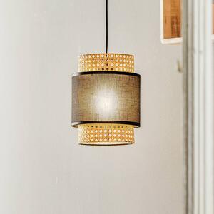 TK Lighting Lampada a sospensione Boho, nero/rattan Ø 20 cm