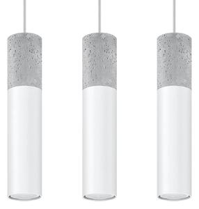 Lampada a sospensione BORGIO 3L bianco 3xGU10 10W acciaio/cemento 90x6x45cm Sollux Lighting