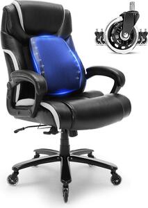 Sedia da ufficio Sedia direzionale in pelle nera - Schienale regolabile in altezza 0-80 mm - Sedia girevole da scrivania - Portata 181,43 kg - Schienale 770 x 600 mm - Sedia girevole
